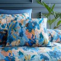 Portfolio Home Daphne Floral Filled Cushion Pillow Bed Sofa 18" Inch Square 45x45cm in Blue | Size: 45 cm x 45 cm