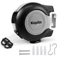 Keplin Retractable Washing Line - Heavy-Duty Dual Clothesline in Black