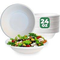 ECONX 24oz Disposable Party Bowls Biodegradable Bagasse Bowls For BBQ Event in White | Size: 50 Pieces