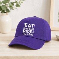 60 SECOND MAKEOVER Eat Sleep Ride Repeat Baseball Cap in Purple
