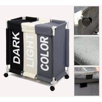 EONLION Foldable 3-Section Laundry Hamper Storage Bags in Black | Size: 100 cm