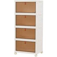 NESTLUNE 4 Tier Foldable Wardrobe Storage Organiser Storage in White | Size: 100 cm x 15 cm