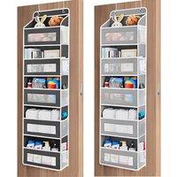 NESTLUNE Grey 5 Pockets Over the Door Hanging Organiser Space