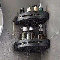 NESTLUNE 2 Shower Caddy Bathroom Suction Shelf Storage in Black