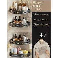 NESTLUNE 4 Shower Caddy Bathroom Suction Shelf Storage in Black