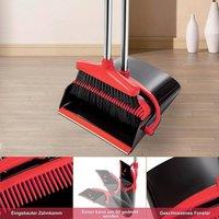 NESTLUNE Dustpan & Brush Set Extra Long Home Kitchen Handle Vertical Broom in Black | Size: 100 cm