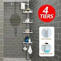 NESTLUNE White Adjustable Corner Bathroom Shelf Shower Caddy Storage