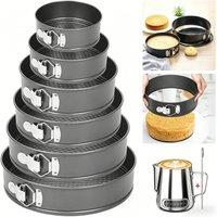 NESTLUNE Set Of 6 Round Cake Making Tins Non Stick Baking Bake Tray in Grey | Size: 100 cm x 15 cm