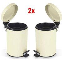 EONLION 2Pcs-3 Litre Bathroom Rubbish Waste Pedal Bin in Beige | Size: 100 cm