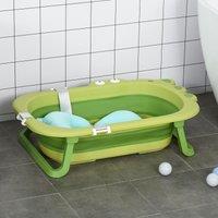 HOMCOM Ergonomic Baby Bath Tub for Toddler with Baby Cushion for 0-3 Years in Green