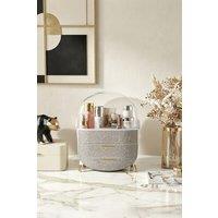 Portable Countertop Oval Makeup Storage Box with Transparent Cover