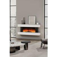 Living and Home Wall-Mounted Electric Fireplace with Remote Control in White