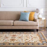 Livabliss Caesar-Hand Tufted Blue Brown Wool Traditional Living Dining Bedroom Rug in Tan | Size: 180 cm x 250 cm