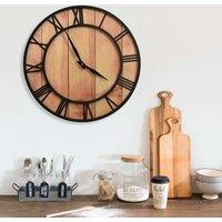 Berkfield Home Wall Clock 39 cm Brown & Black MDF & Iron