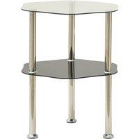 Berkfield Home 2-Tier Side Table Transparent & Black 38x38x50cm Tempered Glass in Clear | Size: 38 x 38 x 50 cm