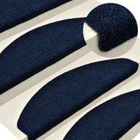Berkfield Home Self-adhesive Stair Mats 10 pcs Navy 56x17x3 cm Needle Punch in Blue | Size: Medium