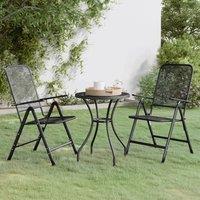 Berkfield Home 3 Piece Garden Dining Set Expanded Metal Mesh Anthracite in Black