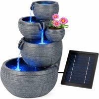 Gardenwize Solar Moonlit Slate 4-Tier Water Feature in Dark Grey