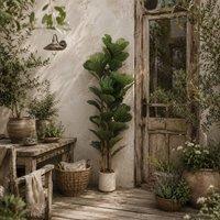 Wyld Haus Toelna 150cm Artificial Fiddle Leaf Fig Tree Broad Green Leaves