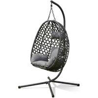 HOME LUXE INTERIOR Home Luxe Charcoal Hanging Nest Egg Chair Garden Swing Stand Cushions | Size: 200 cm x 100 cm