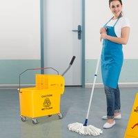 HOMCOM 20L Compact Mop Bucket with Wringer on Wheels Yellow