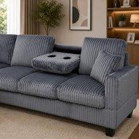 SquareBoxx Vienna LHF Corner Sofa with Ottoman & Drop Down Table in Grey
