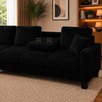 SquareBoxx Vienna LHF Corner Sofa with Ottoman & Drop Down Table in Black