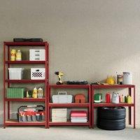 Home Discount Home Vida 5 Tier Heavy Duty Garage Shelves Work Benches (L), Set of 2 in Red | Size: 1800mm x 900mm