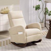 HOMCOM Modern High Back Corduroy Leisure Rocking Chair for Nursery, Beige | Size: 1 Pack