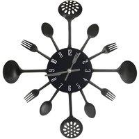 Berkfield Home Wall Clock with Spoon & Fork Design Black 40 cm Aluminium