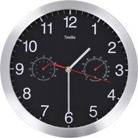 Berkfield Home Wall Clock with Quartz Movement Hygrometer Thermometer Black
