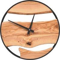 Berkfield Home Wall Clock Brown 35 cm Iron & Olive Wood