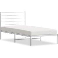 Berkfield Home Metal Bed Frame with Headboard White 100x190 cm