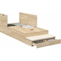 Berkfield Home Storage Bed Frame Sonoma Oak 90x200 cm in Light Oak