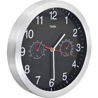 Berkfield Home Wall Clock with Quartz Movement Hygrometer Thermometer Black