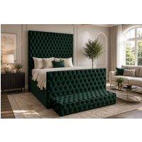 Stratus Interiors Hilton Tall Chesterfield Bed Frame with High Footboard - No storage in Green | Size: Single