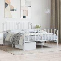 Berkfield Home Metal Bed Frame with Headboard & Footboard White 135x190 cm Double