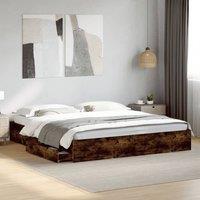 Berkfield Home Bed Frame with Drawers without Mattress Smoked Oak 180x200 cm Super King in Brown