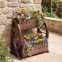 Kelvenix Mobile Raised Garden Bed 2 Tier Planter Box in Brown | Size: 100g