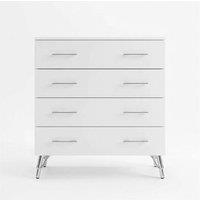 Nordara Matt White 4 Drawer Chest Bedroom Pull Handles Deep Design