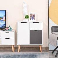 EONLION Grey Floor Cabinet Storage Cupboard Sideboard in White