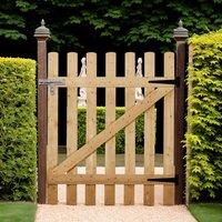 Kelvenix 90x90cm Wooden Picket Garden Gate Fence in Natural | Size: 1.2m tall x 32mm wide
