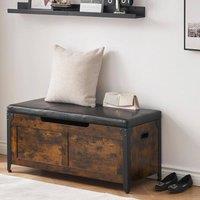 VOGREX Wooden Shoe Storage Bench with Cushion Seat - Hallway Entryway in Brown | Size: 1000mm x 18000mm