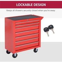 NESTLUNE Red Roller Tool Cabinet 7 Drawers Storage Chest Box | Size: 100 cm x 15 cm