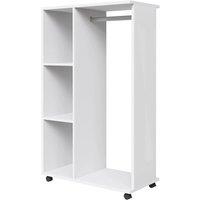 NESTLUNE 80*40*128 Mobile Open Wardrobe Storage Shelves in White | Size: 100 cm x 15 cm