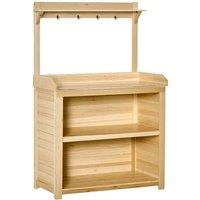 NESTLUNE Garden Potting Bench Table Workstation in Natural | Size: 100 cm x 15 cm
