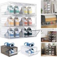 NESTLUNE White 6x Shoe Box Storage Case Hard Plastic Boxes