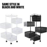 NESTLUNE Black 6 Tier Kitchen Rotating Storage Trolley Cart Utility | Size: 100 cm x 15 cm