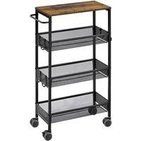Kelvenix 4-Tier Brown Storage Trolley on Wheels in Black | Size: 0.6m2
