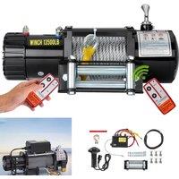Ventryn Electric Winch 12V 13500lb/6123kg Steel Rope Wireless in Black